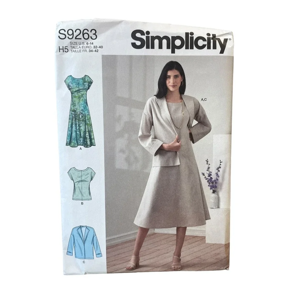 Simplicity S9263 Misses' Dress Jacket Top Size 6-14 Modern Sewing Pattern